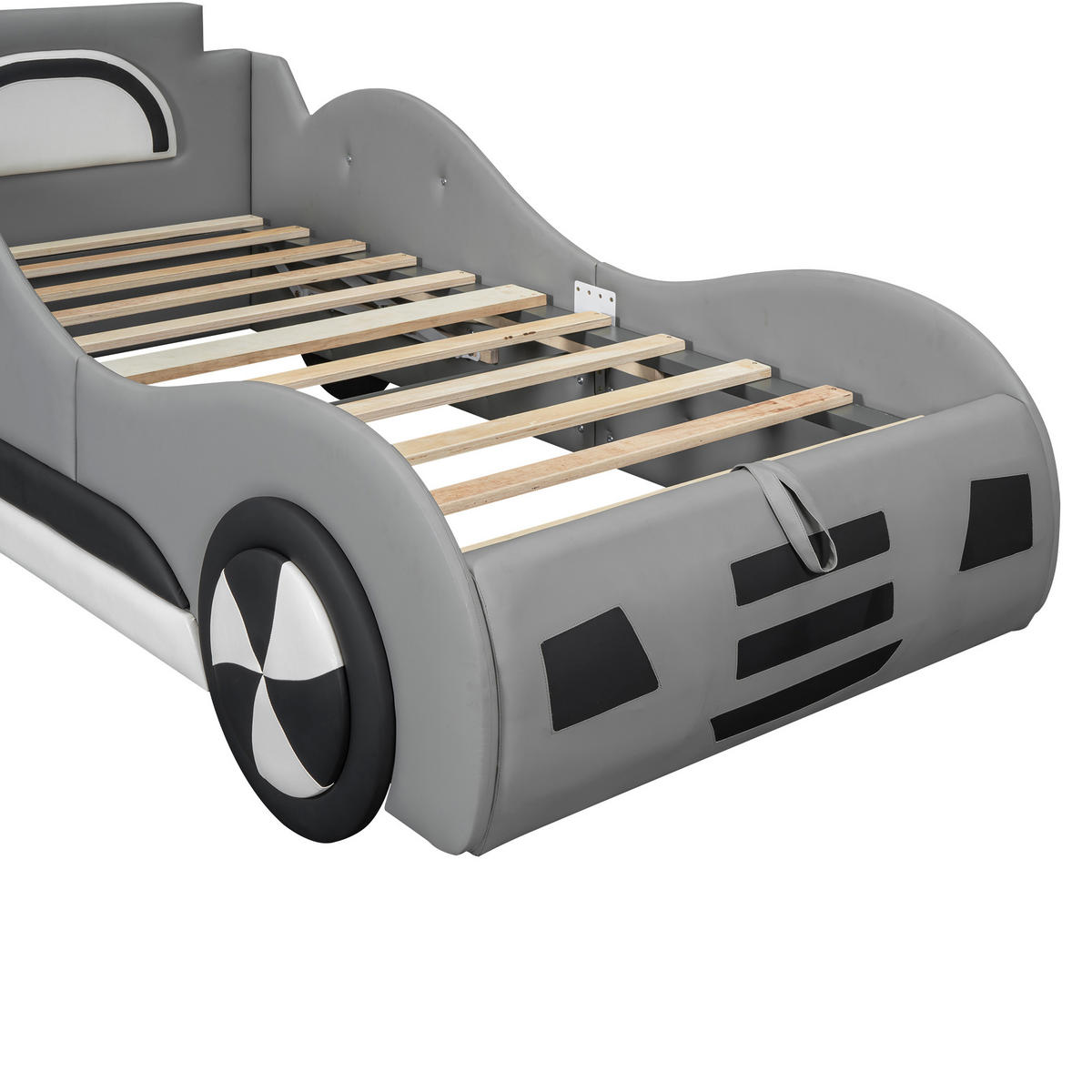 FLACHBETT 90x200cm Grau Autobett Kinderbett Unterbettstauraum - Grau, Holz - FLIEKS