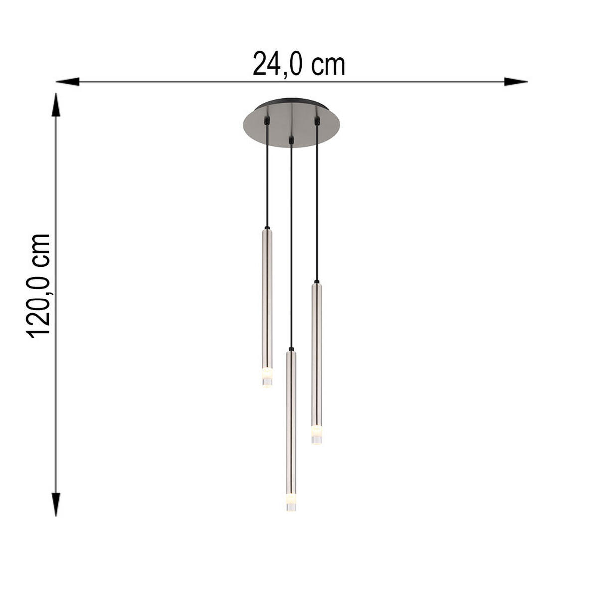 HÄNGELEUCHTE Metall Nickel Matt - Silberfarben, Metall (24/24/120cm) - Globo Lighting