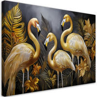 WANDBILD goldene flamingos glamour vögel - Goldfarben, Textil (60/40cm) - Feeby