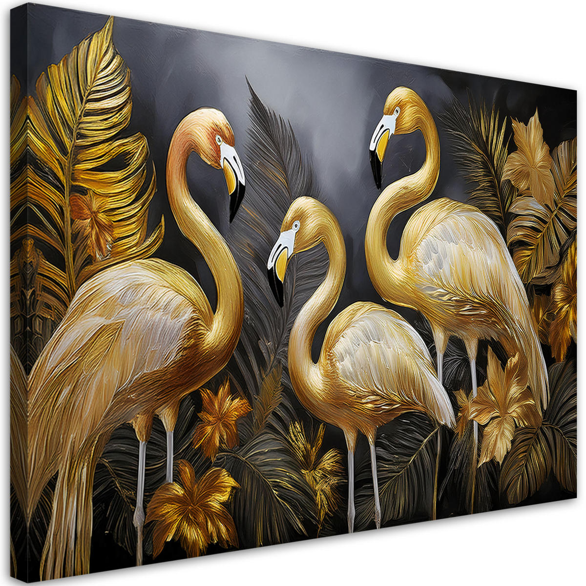 WANDBILD goldene flamingos glamour vögel - Goldfarben, Textil (60/40cm) - Feeby