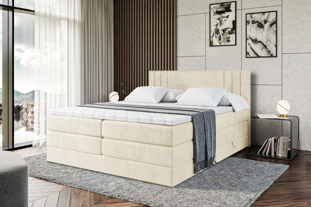 BOXSPRINGBETT IDRIKO KING - 160x200 - H3/H4 - Beige - Beige, Holzwerkstoff (160/200cm) - ALTDECOR