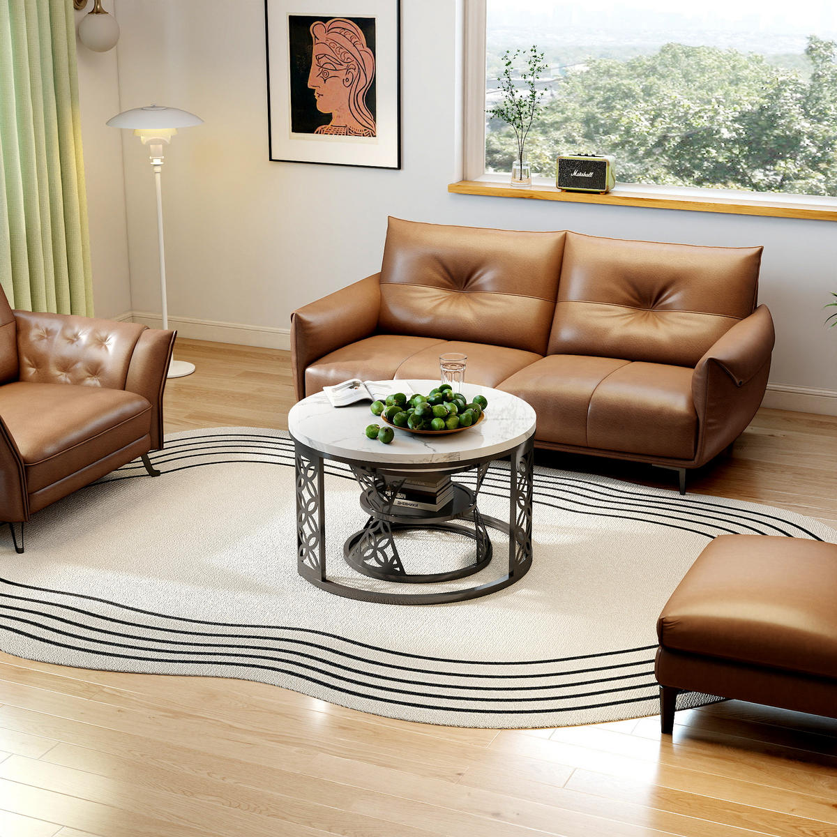COUCHTISCH 70/70/45 cm in Schwarz/Weiß mit Marmoroptik, 2-teilig - Weiß, Holzwerkstoff (70/70/45cm) - OKMYHOME