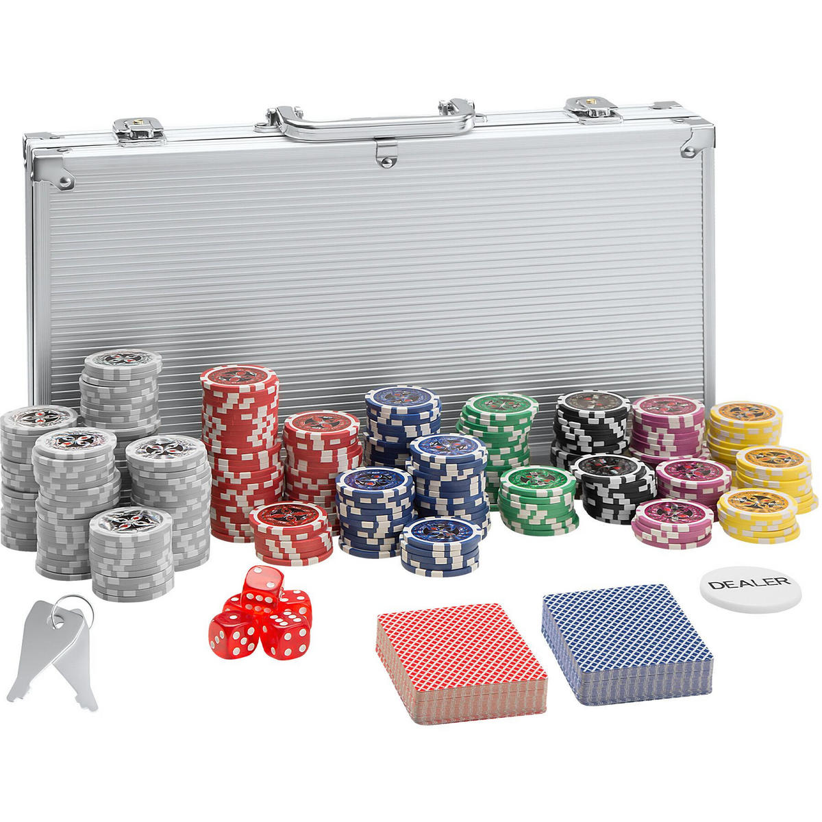 POKERSET ,inklusive verschließbarer Aluminiumkoffer,silber - Silberfarben, Kunststoff (21/38.5cm) - tectake