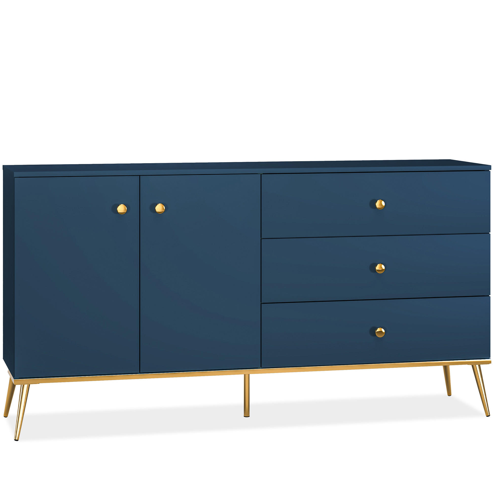KOMBIKOMMODE ARICIA viel Stauraum, Marineblau - Blau, Holz (160/85/40cm) - KONSIMO®
