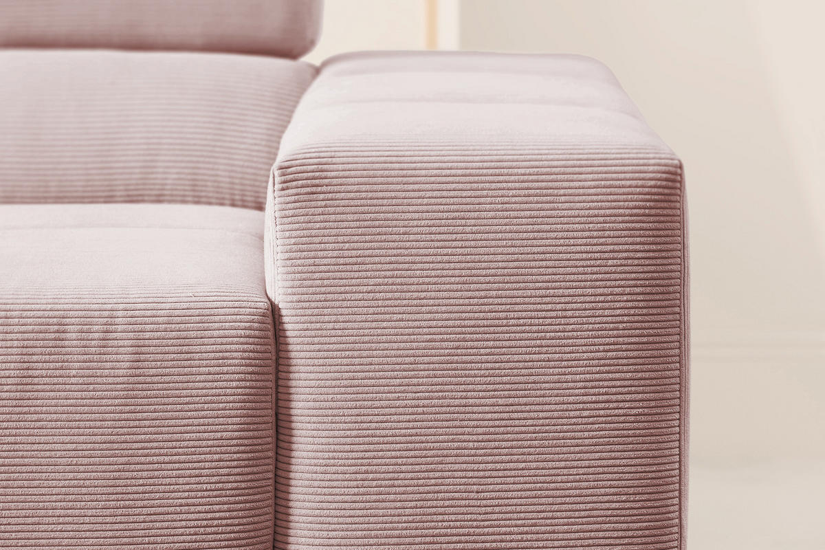 ECKSOFA NEVADA Pink Cord - Pink/Schwarz, Kunststoff/Textil (319/215cm) - KAWOLA