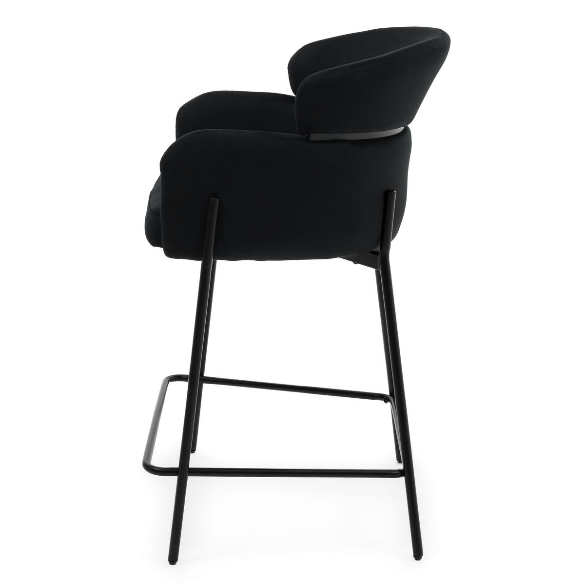 BARHOCKER BOLZANO gepolsterter mit Steppung - schwarz - Samt Velour - Schwarz, Textil/Metall (60/99/55cm) - NEW HOME