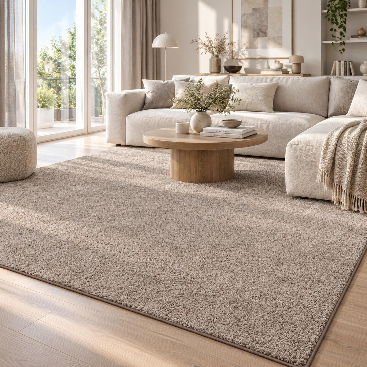 HOCHFLOR VELOURS TEPPICH MONA - Taupe, Textil (80/200cm) - Snapstyle