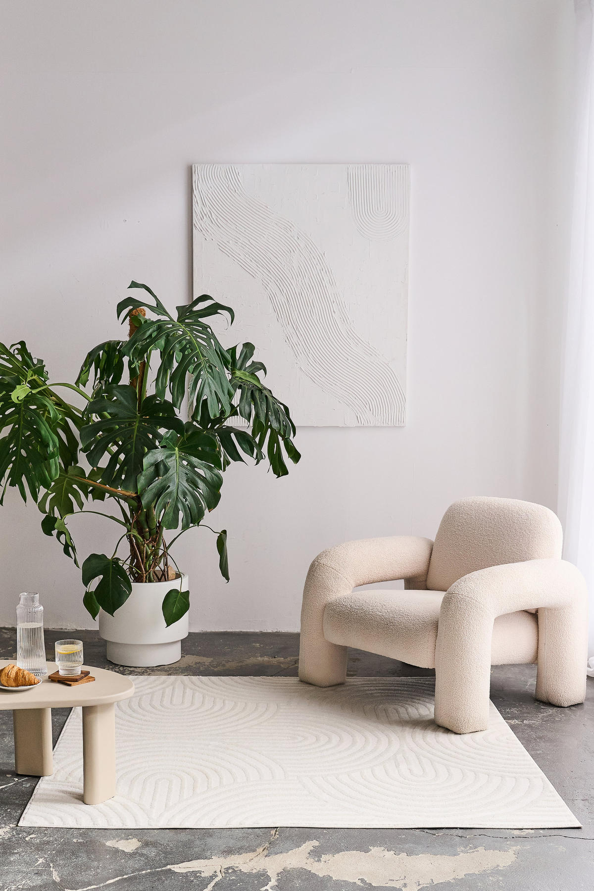 TEPPICH HYGGE Cremeweiß Quadrat 200/200 cm - Creme, Textil (200/200cm) - Tapiso