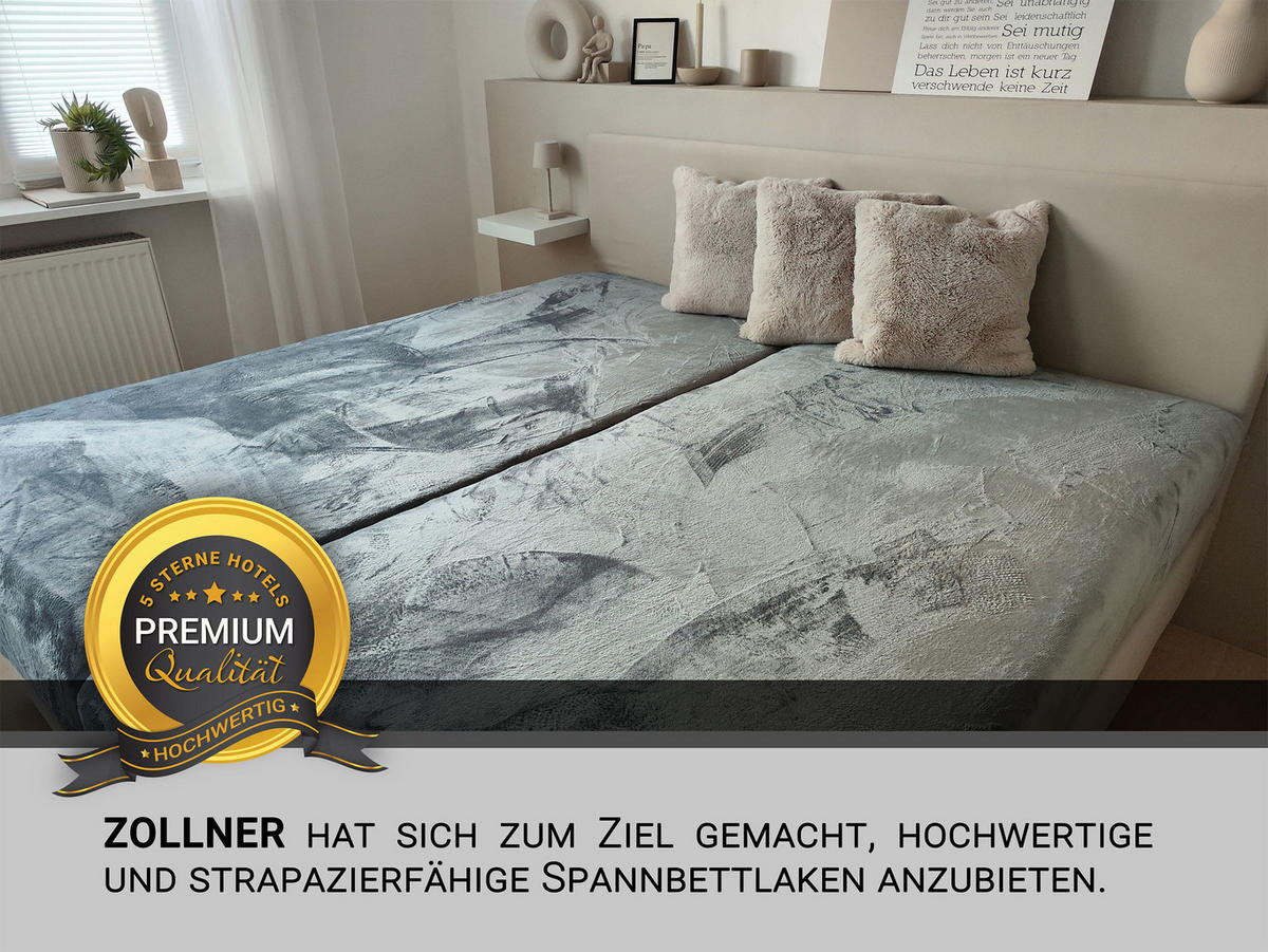 SPANNBETTLAKEN, 90-100x200 cm, 100% Polyester, Grau - Anthrazit, Textil (90/200cm) - Zollner