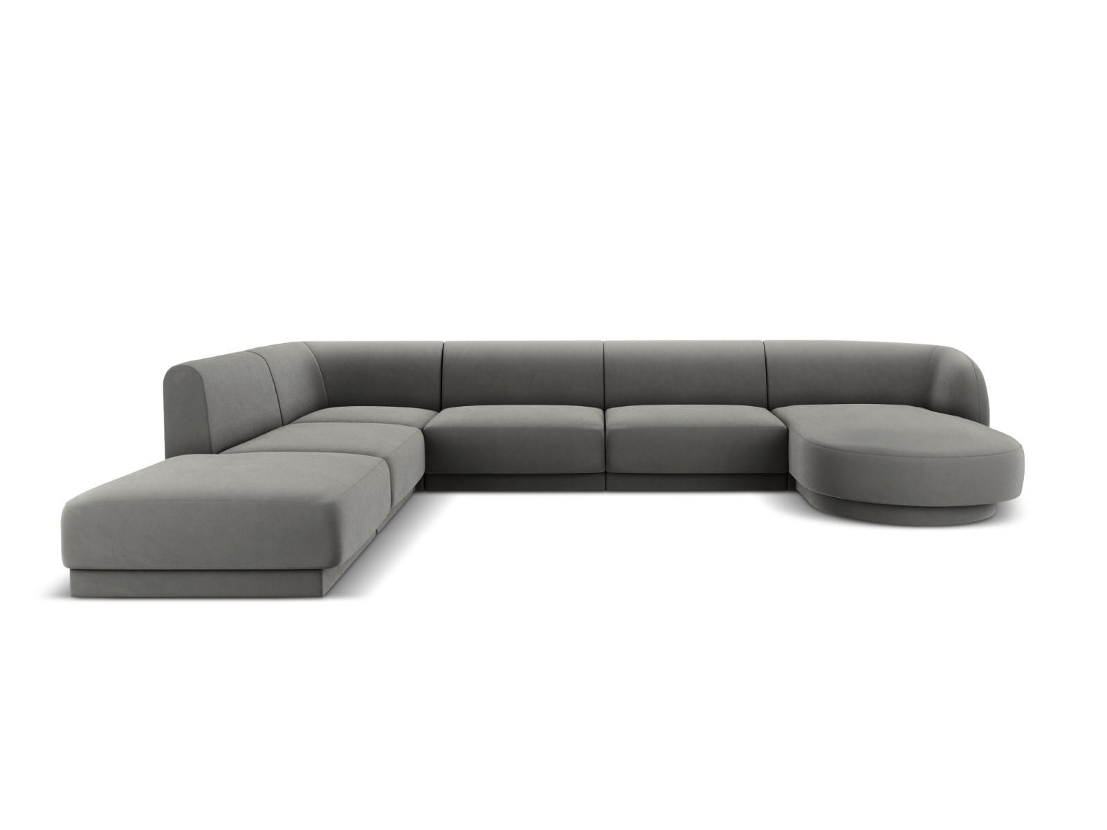 PANORAMASOFA links Miley aus Samt hellgrau 6 Sitzplätze - Hellgrau, Textil (255/70/330cm) - Micadoni