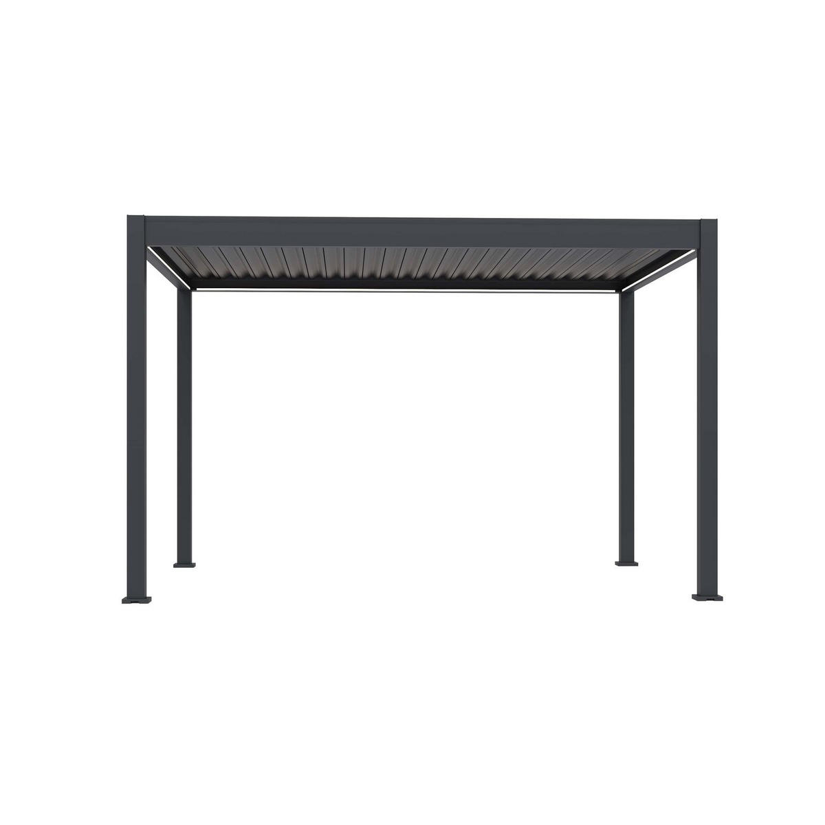 PERGOLA Terrassenüberdachung E-Superior elektrische Pergola mit LED Voll Aluminium 3 x 4 M - Anthrazit, Metall (400/255/300cm) - PergoLine