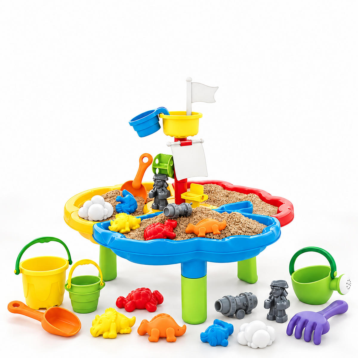 MASĂ Multicolor insulă de pirați 3 compartimente - multicolor, material plastic (60/60cm) - Relaxdays