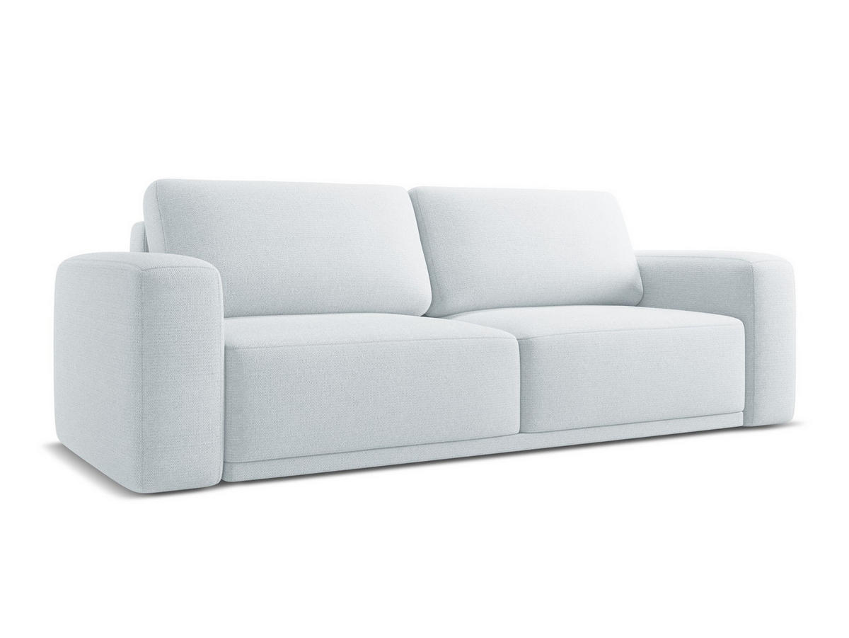 3-SITZER SOFA mit Schlaffunktion Chenille Stoff Blau - Blau/Schwarz, Kunststoff/Textil (242/91/100cm) - Makamii
