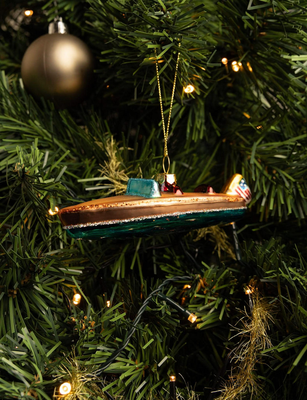 WEIHNACHTSKUGEL Riva Boot 13 cm - Bronzefarben, Glas (5/4/1cm)