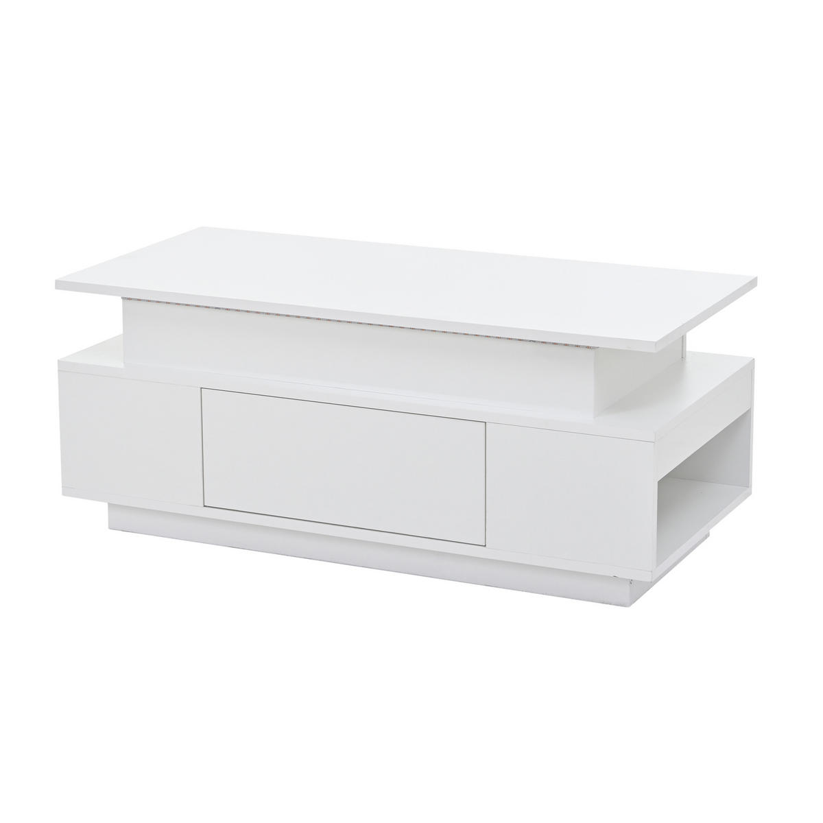 COUCHTISCH DE-37101 höhenverstellbar mit LED und Schublade Weiß - Weiß, Holzwerkstoff (96/45/40cm) - ComfortXL