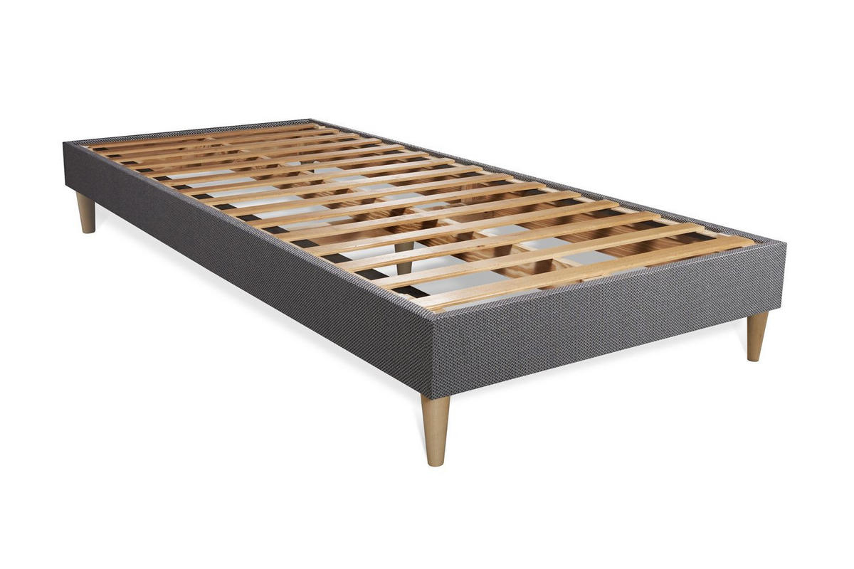 BETT Actimemo sleep Memory-Schaum 90 x 190 cm h1 - Kit Bettgestell Grau - Beige/Grau, Holz (90/190cm) - ACTISOM
