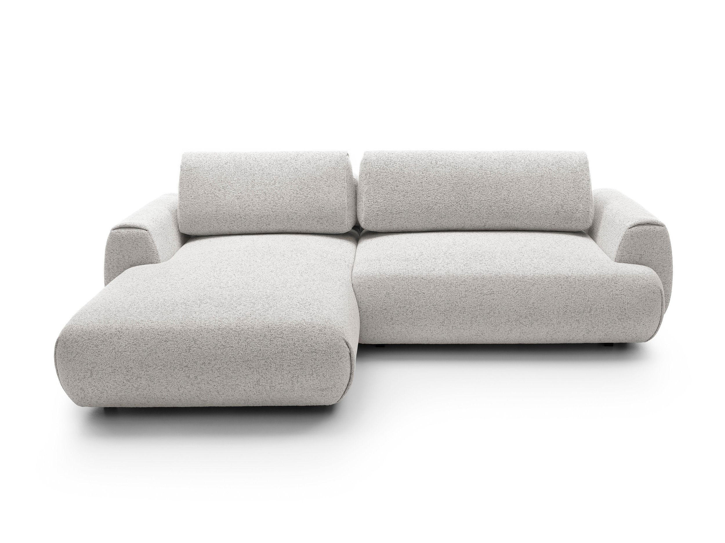 ECKSOFA ZEST Grau Geflochtener Stoff mit Schlaffunktion - Grau, Holz (270/167cm) - MASSENO