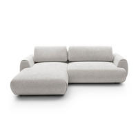 ECKSOFA ZEST Grau Geflochtener Stoff mit Schlaffunktion - Grau, Holz (270/167cm) - MASSENO
