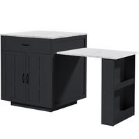 KÜCHENINSEL AUSZIEHBARER BARTISCH mit Stauraum, MDF Schwarz, für 2-6 Personen, 133-202/70/93,5 cm - Schwarz, Kunststoff (70/93.5/202cm) - Rolipo
