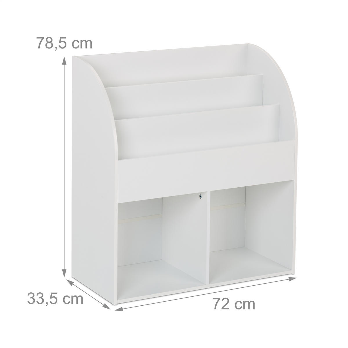 KINDERBÜCHERREGAL - Weiß, Holzwerkstoff (72/78.5/33.5cm) - Relaxdays