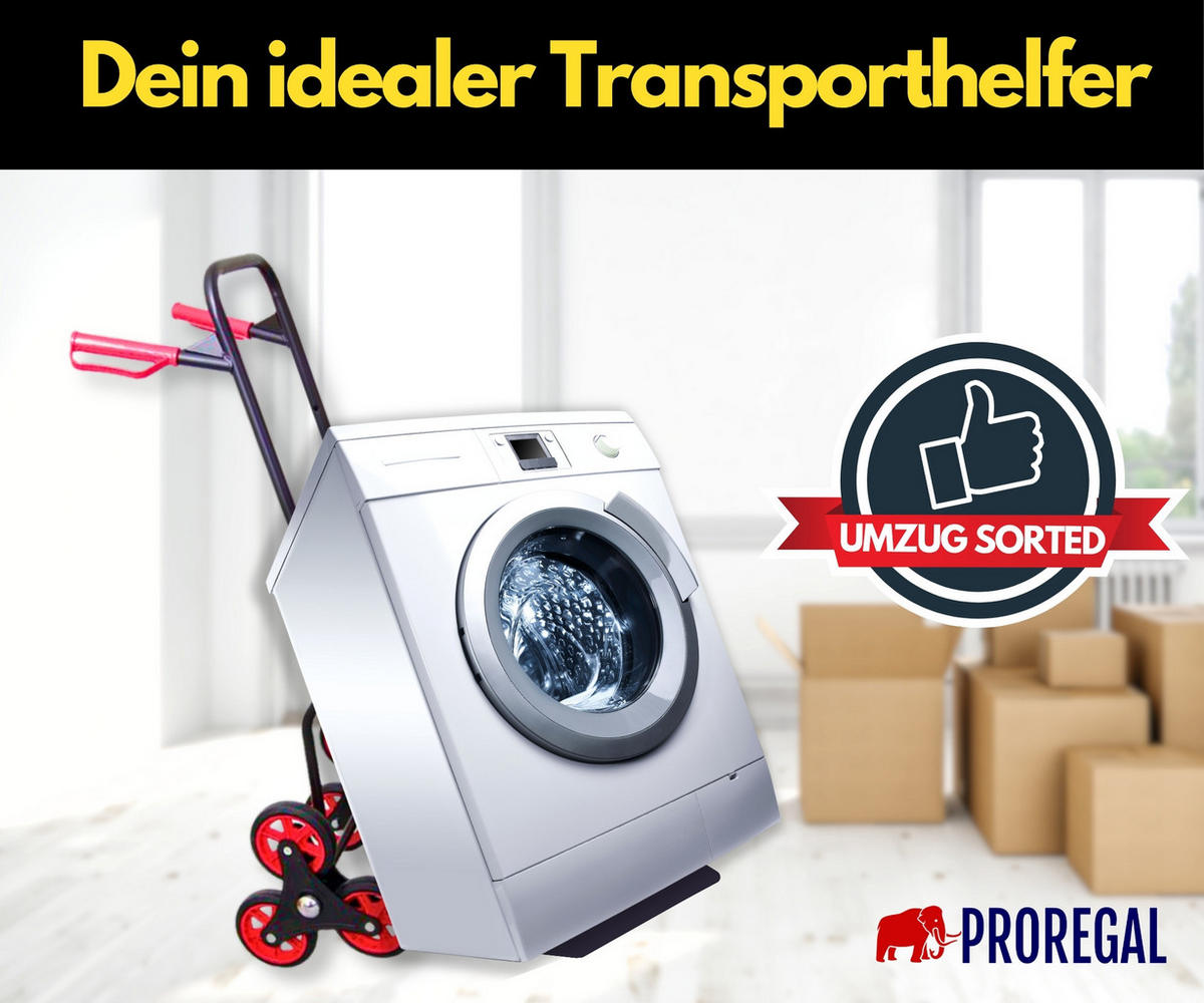 TREPPENSTEIGER Sackkarre Taurus 120 113x38x55cm Traglast 120kg Griff, Klappbar, Stahl Rot-Schwarz - Schwarz, Metall (55/38/113cm) - PROREGAL