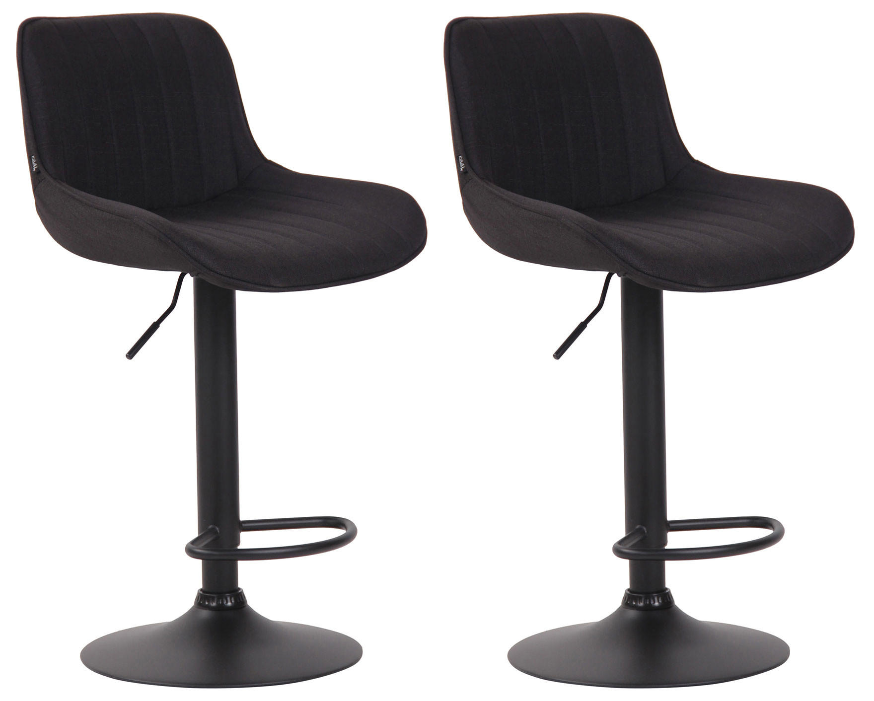 BARHOCKER 2er Set Stoff schwarz - Schwarz, Textil/Metall (50/86/50cm) - CLP
