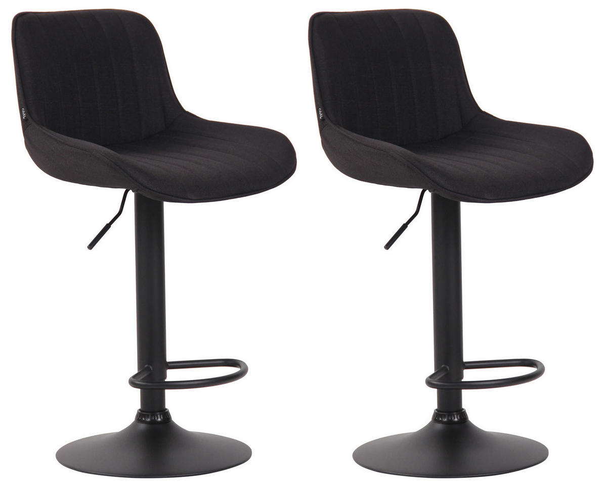 BARHOCKER 2er Set Stoff schwarz - Schwarz, Textil/Metall (50/86/50cm) - CLP