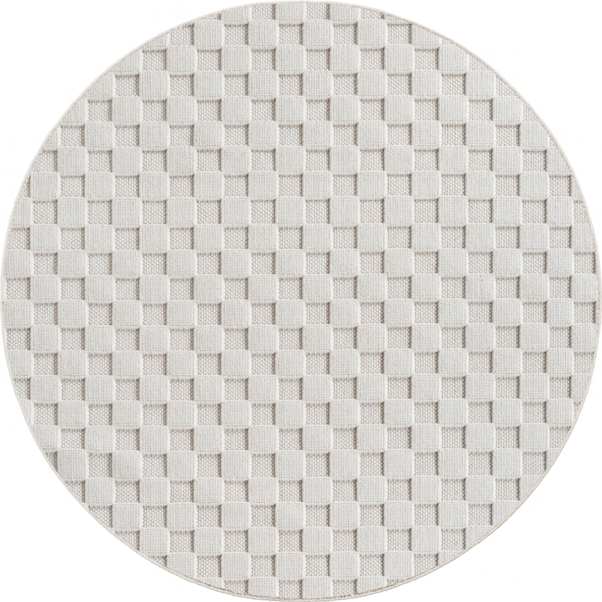 TEPPICH Flachgewebe LANGAU in Creme, mit Schachbrettmuster, Ø 80 cm - Creme, Textil (80/80cm) - KADIMA DESIGN