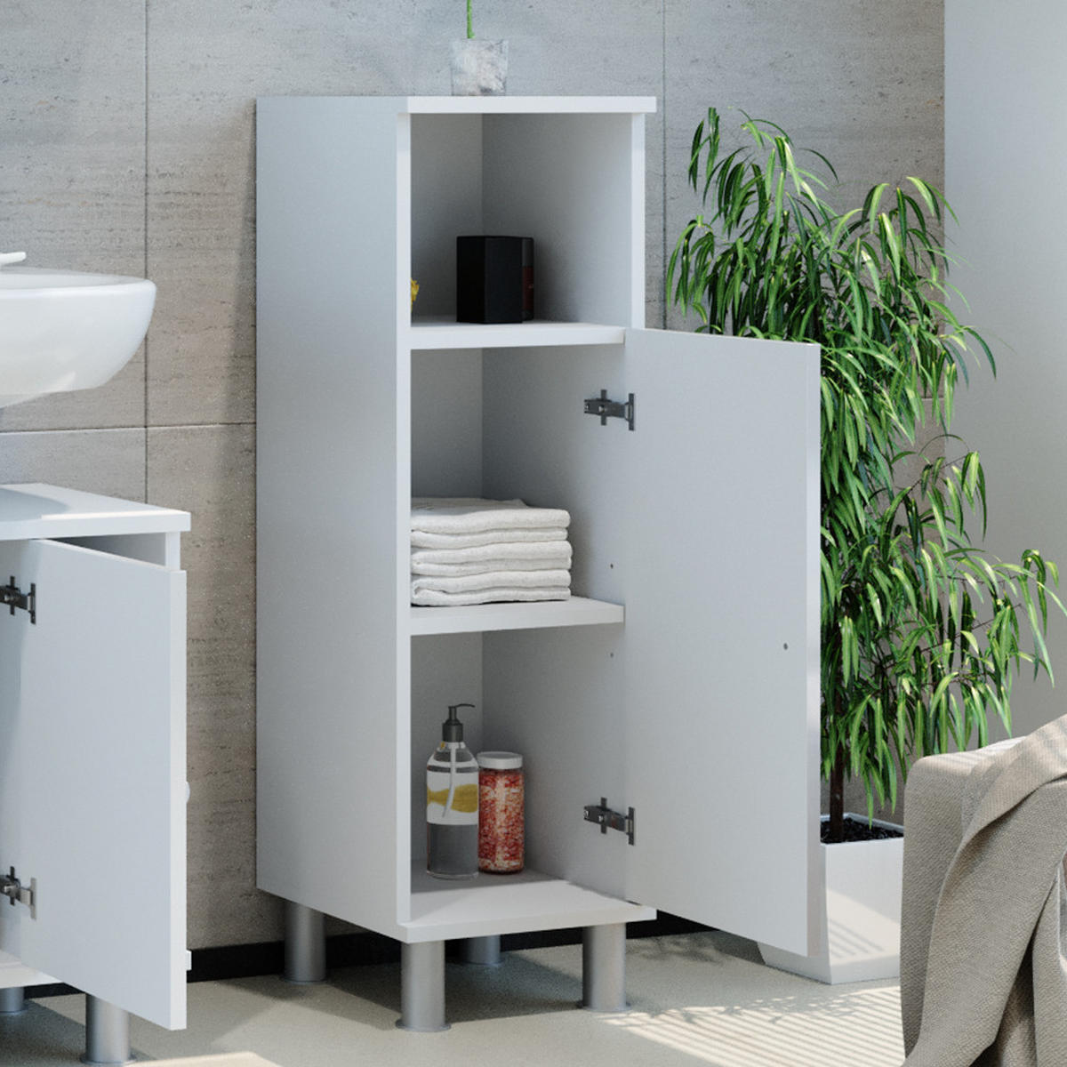 MIDISCHRANK Fynn Weiß Hochglanz 30 x 95 cm - Weiß Hochglanz, Holzwerkstoff (30/95/30cm) - Vicco