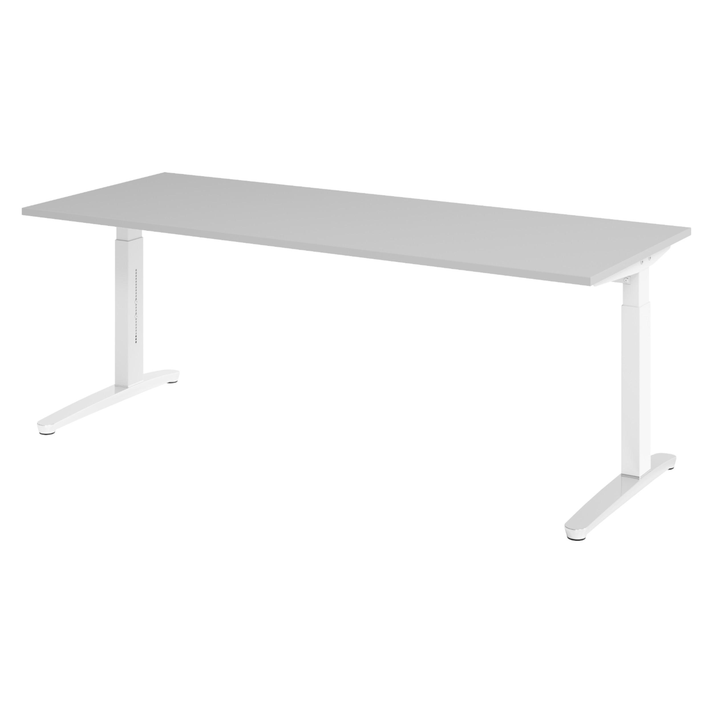 bümö Schreibtisch Grau, Weiß, Silber 200x74x80 cm