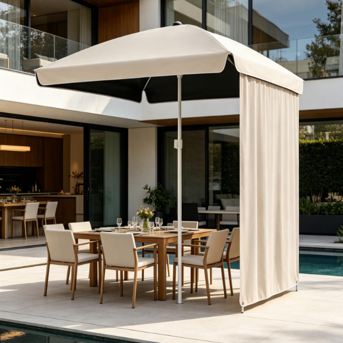 SONNENSCHIRM, Creme, UPF ≥ 50+, 200 × 240 cm - Beige, Kunststoff (200/200cm) - Weltevree