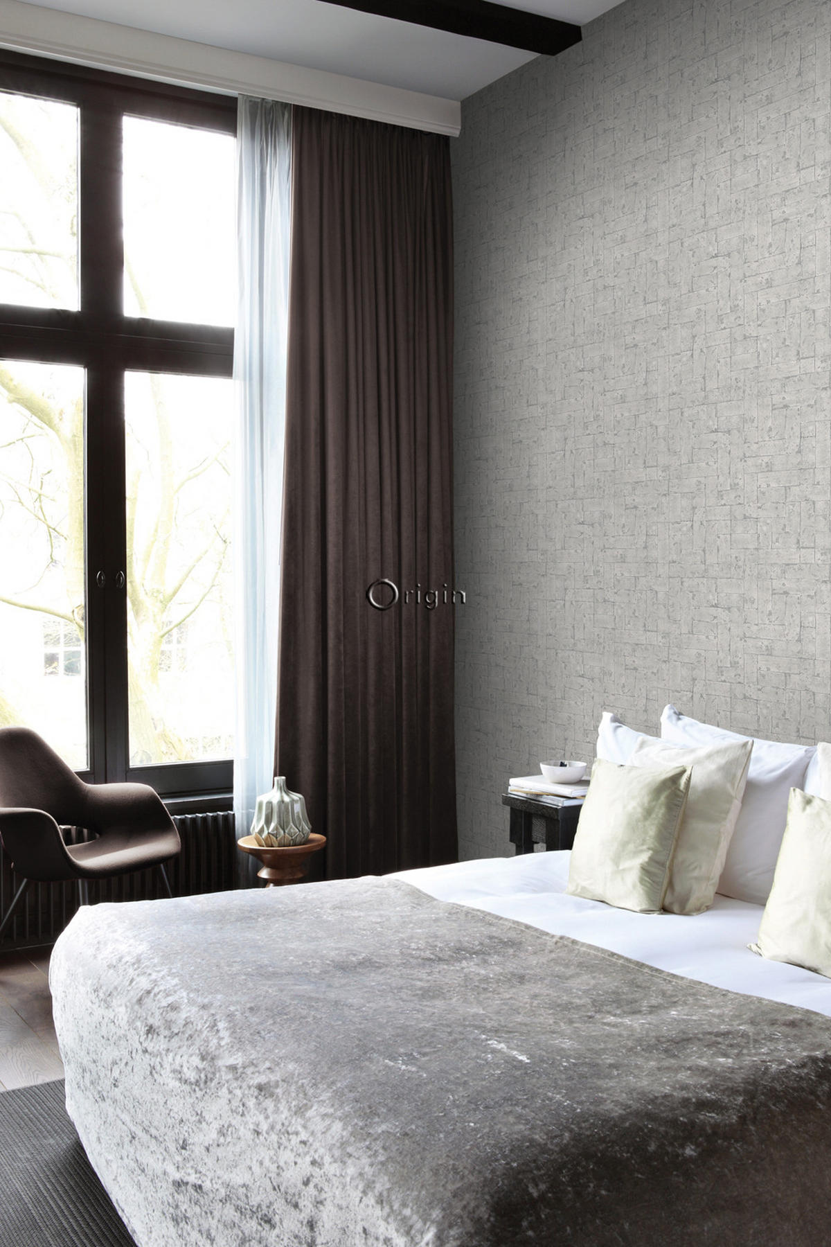 TAPETE Backstein-Optik 53 cm x 10.05 m - Grau, Papier (53/1000cm) - Origin Wallcoverings