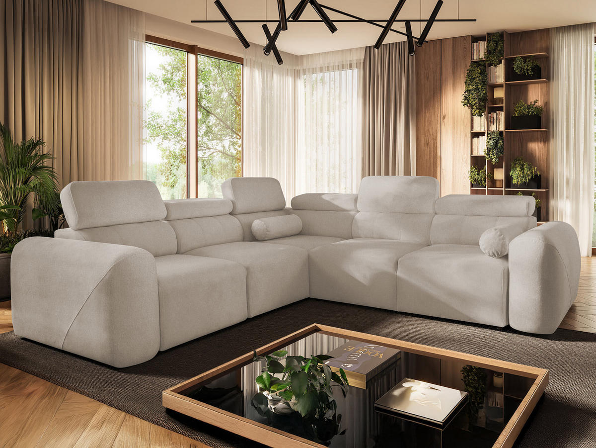 ECKSCHLAFSOFA Volare III, Seite: Links - Hellbraun, Holz/Textil (273/272cm) - MIRJAN24
