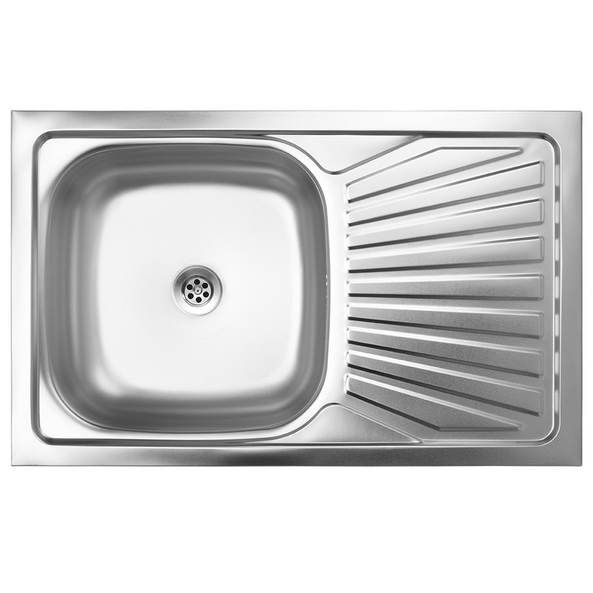 SPÜLUNTERSCHRANK 80cm mit Spüle + Armatur + Siphon weiß - Weiß, Holzwerkstoff (80/82/50cm) - Stamar