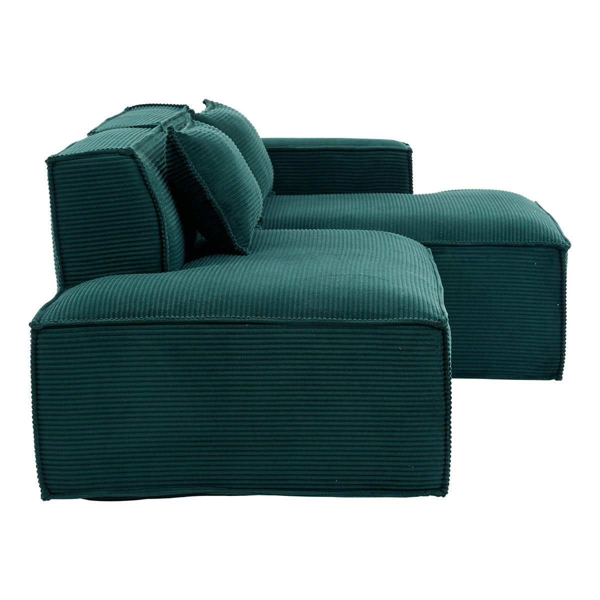 ECKSOFA DE-35208 mit 2 Kissen Retrogrün - Dunkelgrün, Textil (129/235cm) - ComfortXL