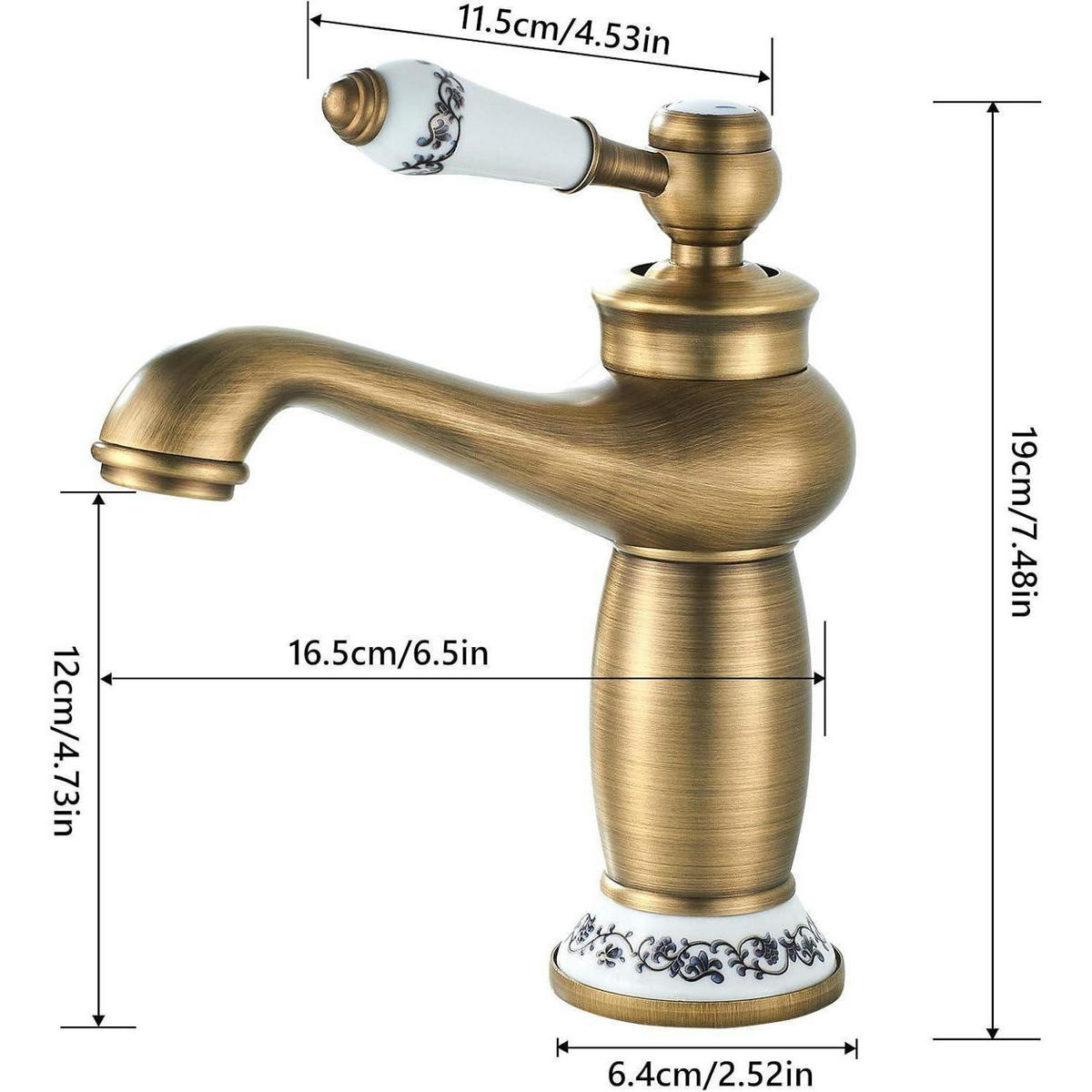 WASCHTISCHARMATUR Retro Bronze Einhebelmischer Messing - Goldfarben, Metall (21.2/8.6/28.2cm)