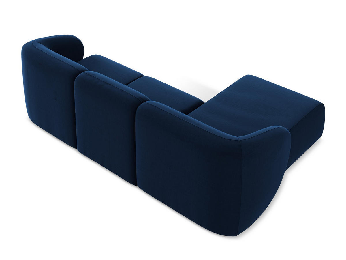 ECKSOFA Links Samt Stoff Blau - Türkis/Schwarz, Holzwerkstoff/Kunststoff (248/166cm) - Makamii