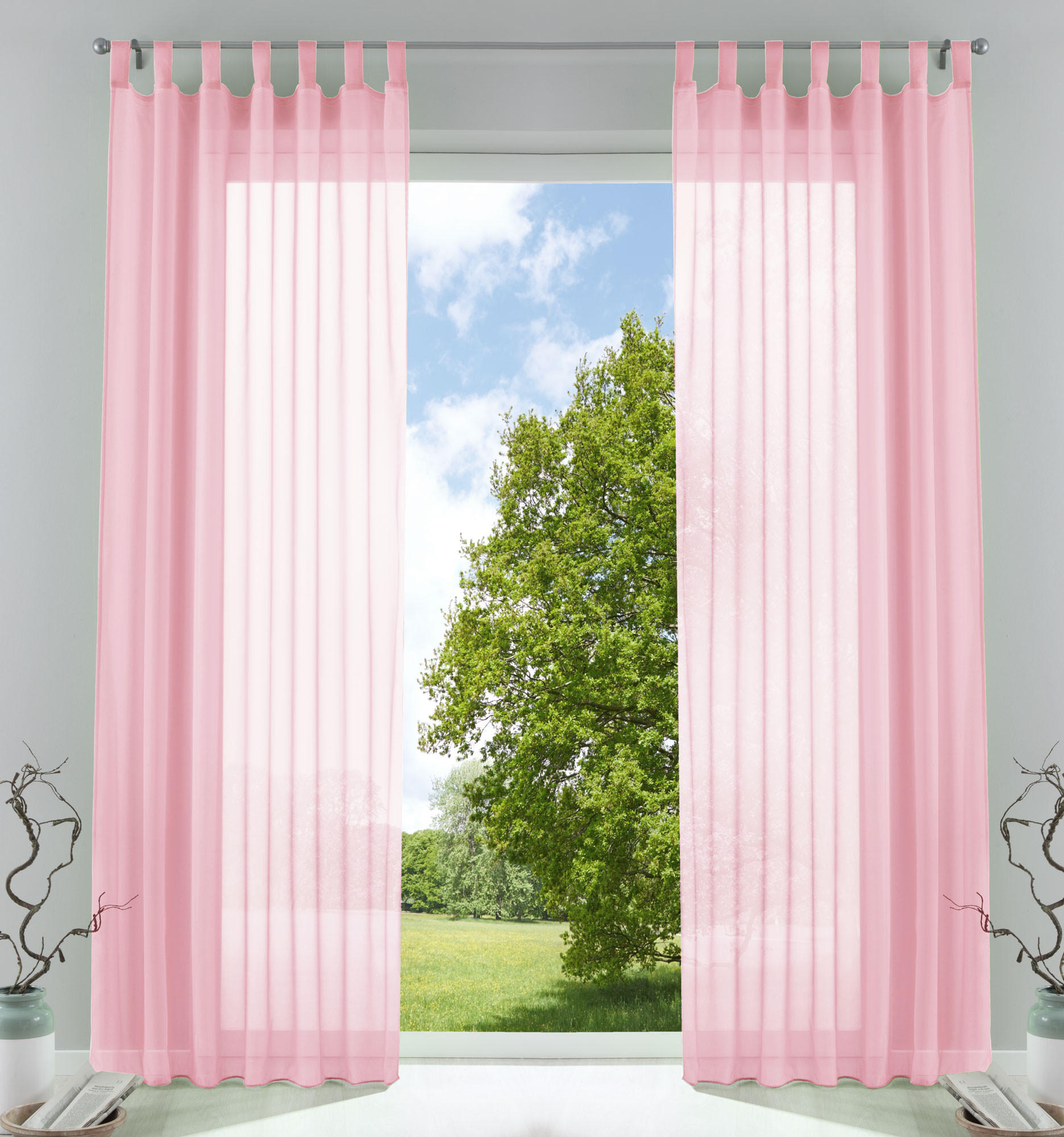 SCHLAUFENGARDINEN Voile 2er Set 175x140 cm Hellrosa - Rosa, Textil (140/175cm) - Gardinenbox.eu