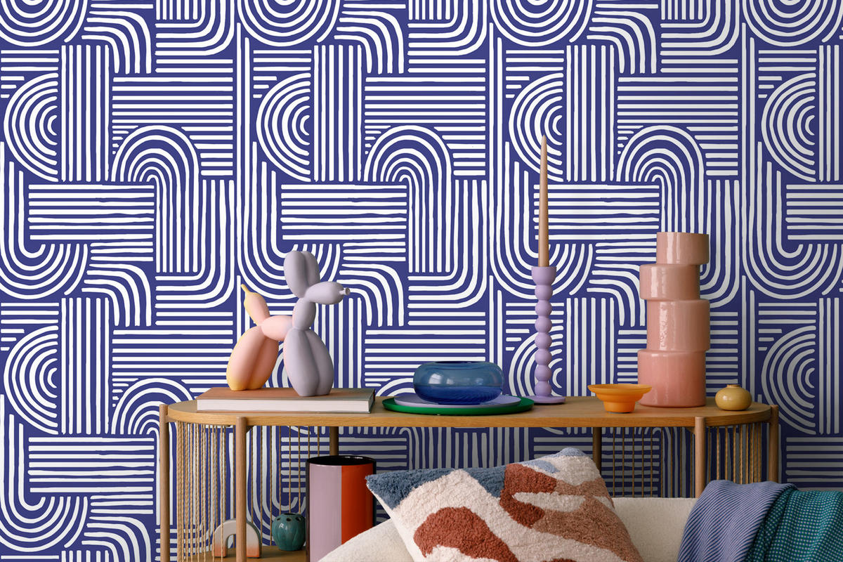 TAPETE 3D-Muster 50 x 900 cm - Blau, Papier (50/900cm) - ESTAhome