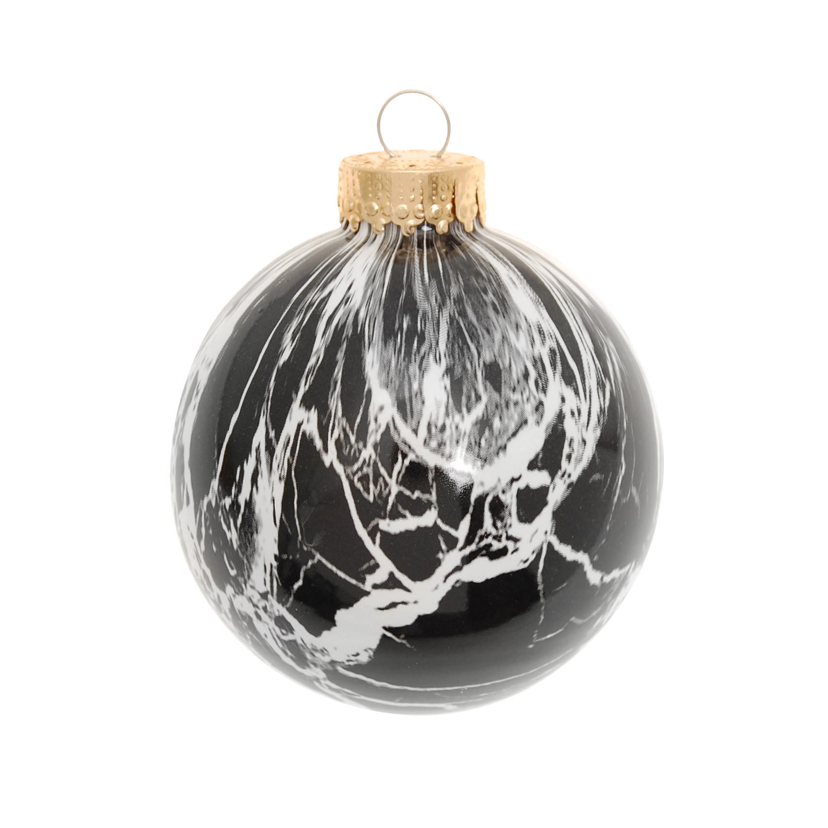 CHRISTBAUMKUGEL Marmoroptik Schwarz 8cm (Glas / 1 Stk.) - Schwarz, Glas (8/8/8cm) - Krebs Glas Lauscha