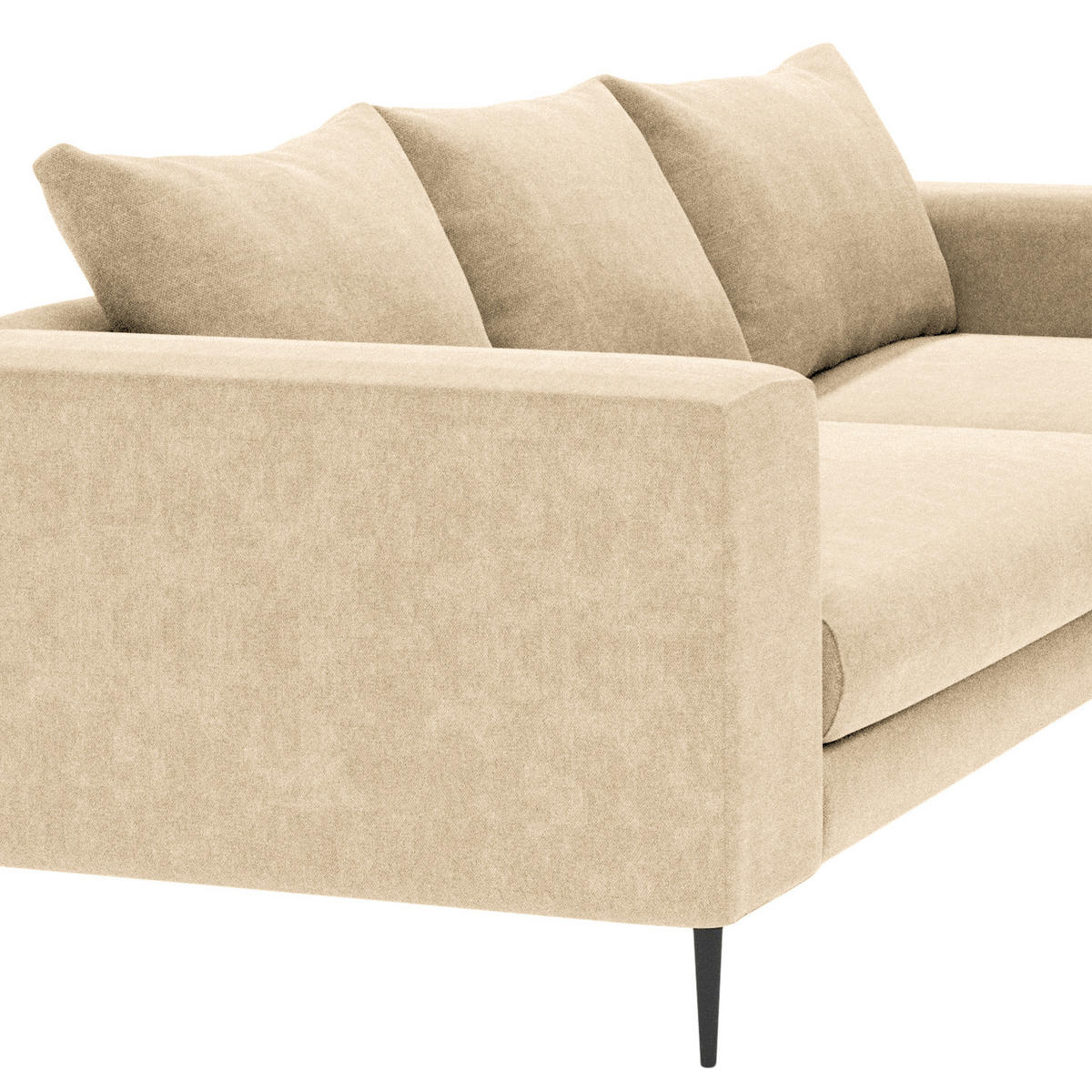 ECKSOFA met Longchair - Webstoff - Beige/Schwarz, Textil/Metall (275/170cm) - home24