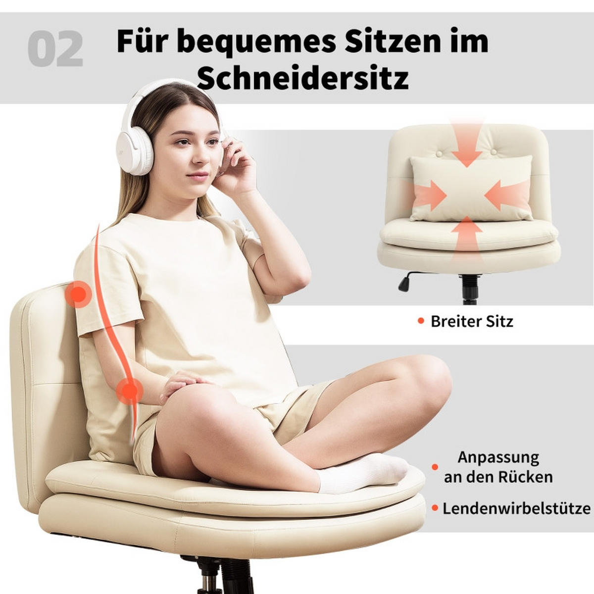 SNURRSTOLAR, konstläder, armstödlösa, hjul, beige - Beige, Metall (63/93/67cm) - SHOPENTRA