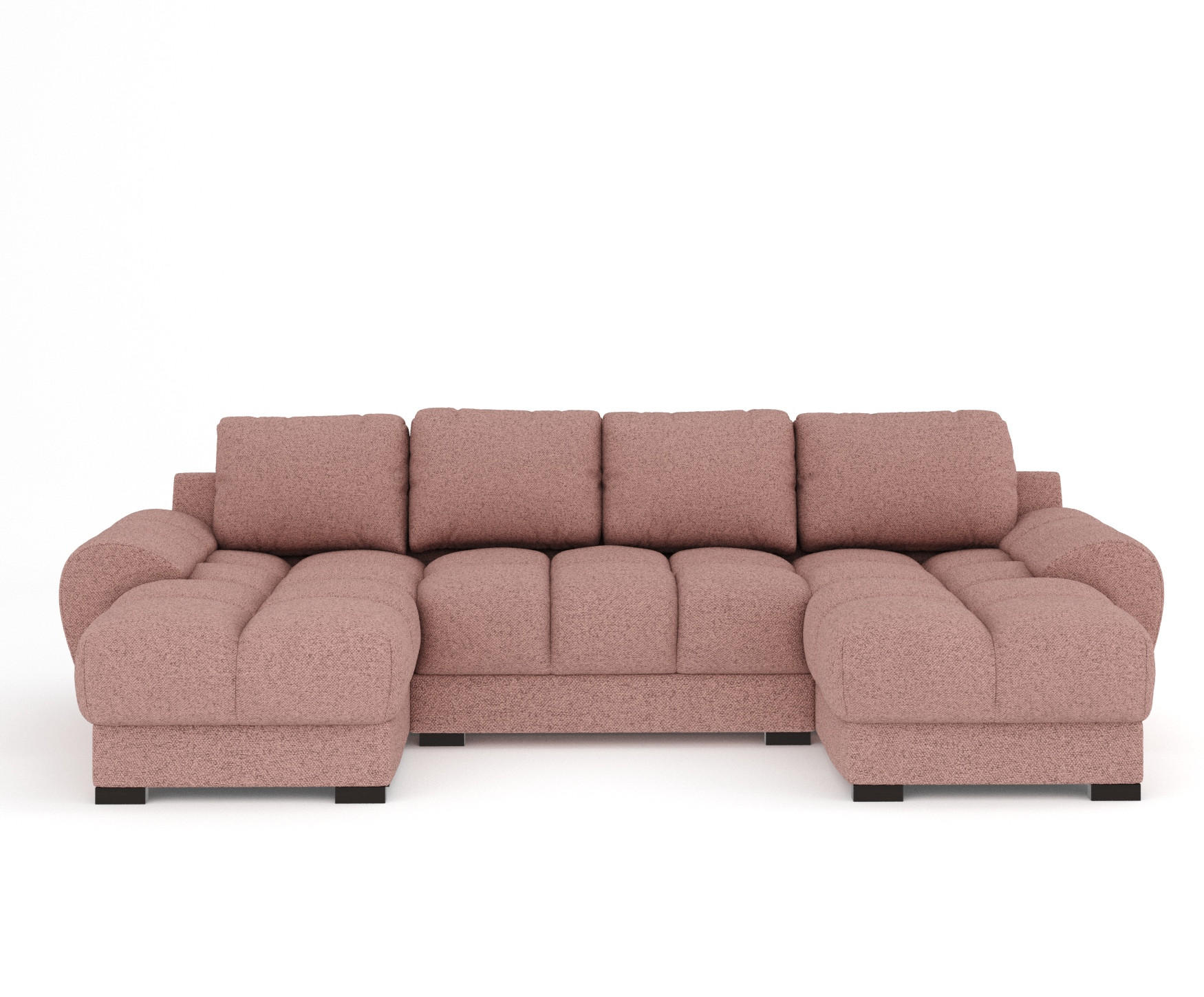 WOHNLANDSCHAFT Peebles Rosa Webstoff - Pink/Schwarz, Holz/Holzwerkstoff (330/90/175cm) - Maison de Reve