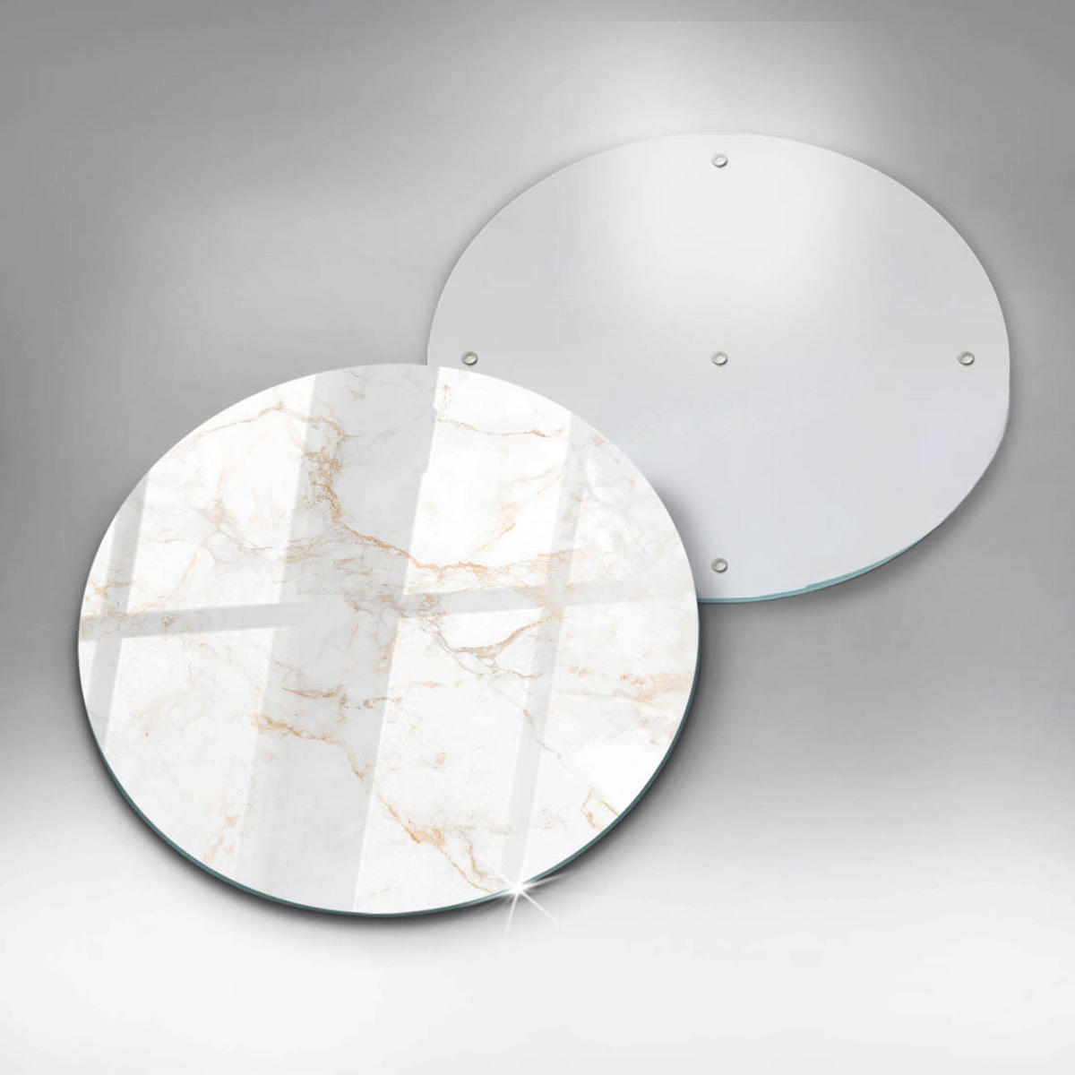 GLASPLATTE Ø 30 cm Eleganter Stein Marmor - Weiß, Glas (30/30cm) - Wallfluent