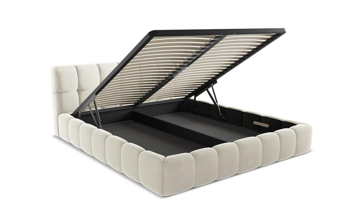 POLSTERBETT mit Bettkasten und Lattenrost 210x215 Gelb - Currygelb/Gelb, Kunststoff/Textil (160/200cm) - Makamii