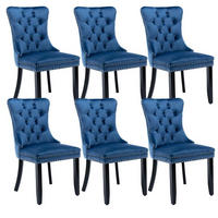ESSZIMMERSTÜHLE 6er-Set Samt Blau mit Massivholzbeinen - Blau, Textil (50/95.2/62cm)