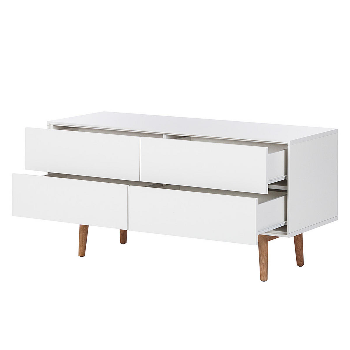 SIDEBOARD - Breite 120 cm - Eichefarben/Weiß, Holzwerkstoff (120/59/45cm) - home24