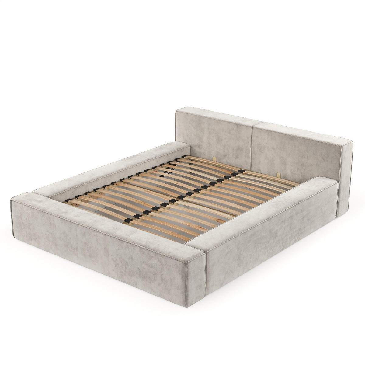 POLSTERBETT Casto mit Stauraum 180/200 cm Hellbeige im Terra NW Stoff - Sandfarben/Schwarz, Holz/Holzwerkstoff (180/200cm) - AltaBeds