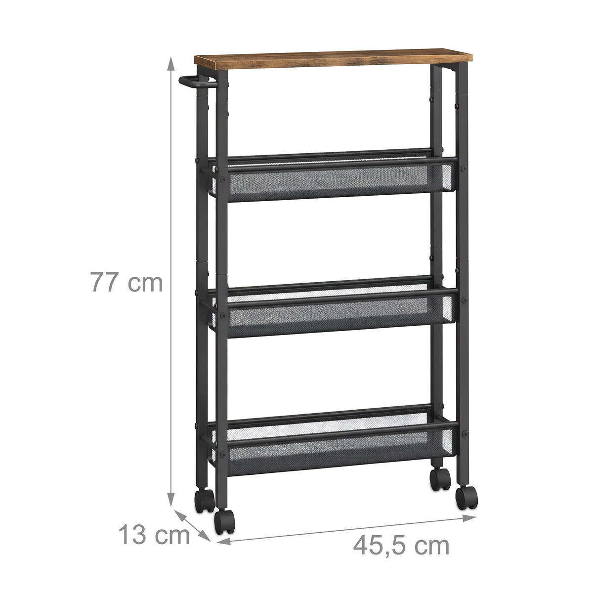 NISCHENWAGEN - Schwarz, Holzwerkstoff/Kunststoff (13/77/45.5cm) - Relaxdays
