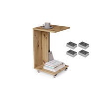 BEISTELLTISCH Rechteckig Eiche Artisan mit Ablage und Rollen - Eiche Artisan, Holzwerkstoff (40/40/66cm) - designimpex